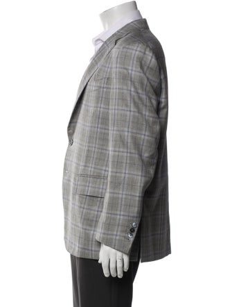Isaia Cashmere Plaid Print Blazer