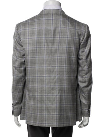 Isaia Cashmere Plaid Print Blazer