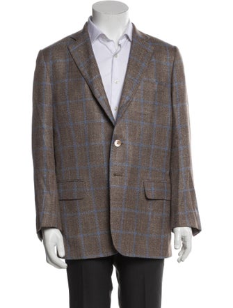 Isaia Wool Plaid Print Blazer