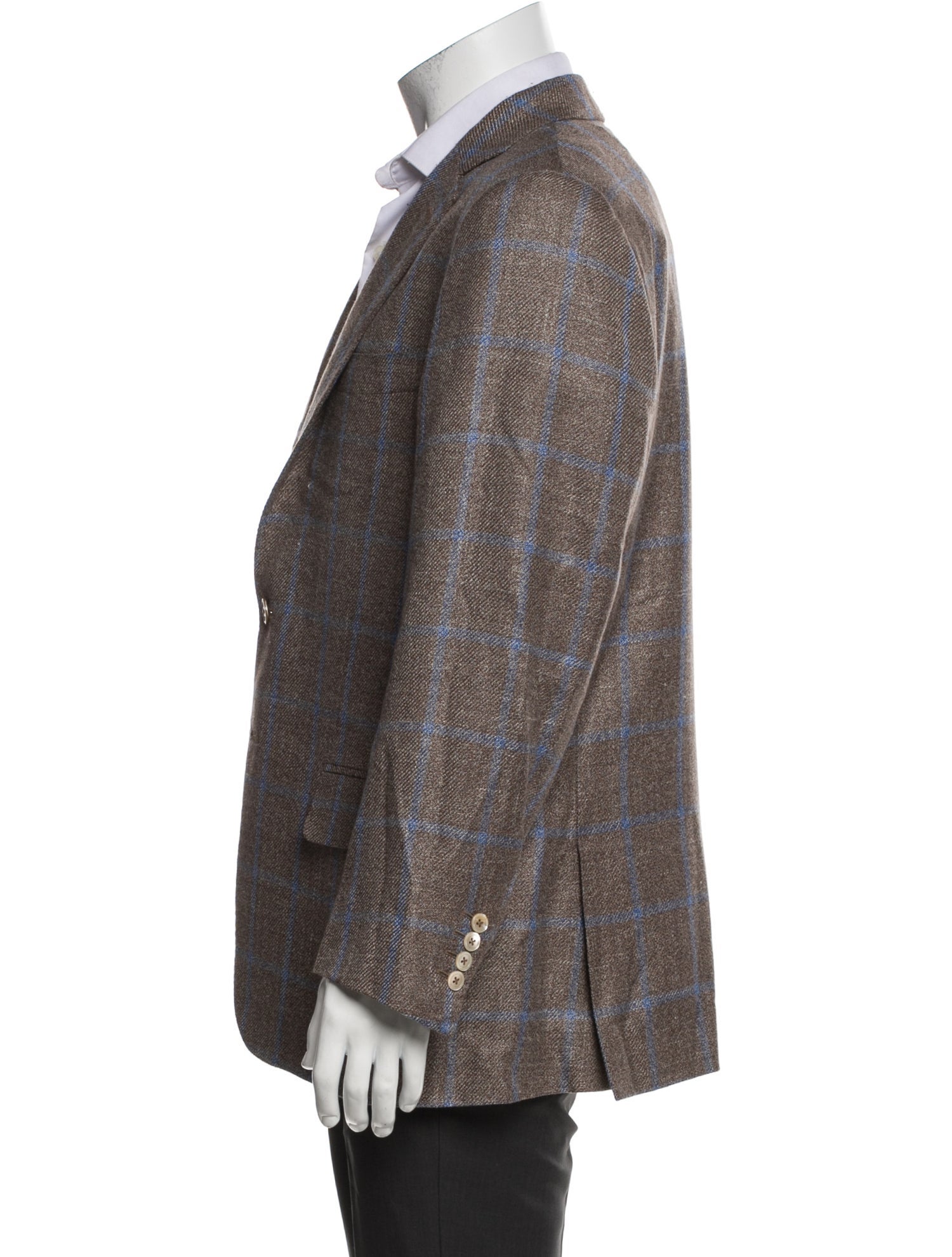 Isaia Wool Plaid Print Blazer