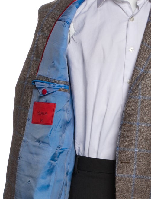 Isaia Wool Plaid Print Blazer