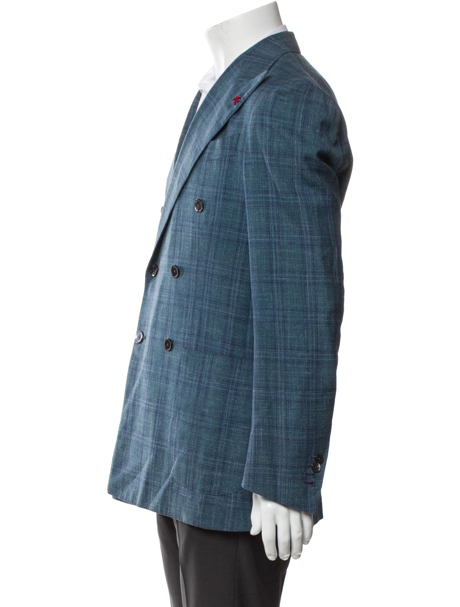 Isaia Wool Plaid Print Blazer