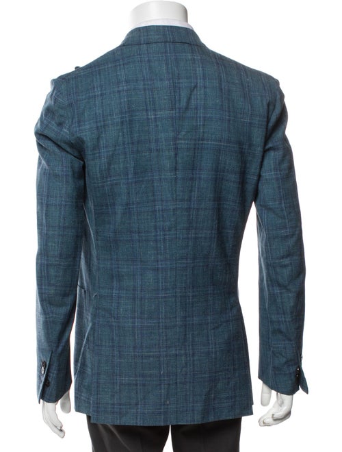 Isaia Wool Plaid Print Blazer