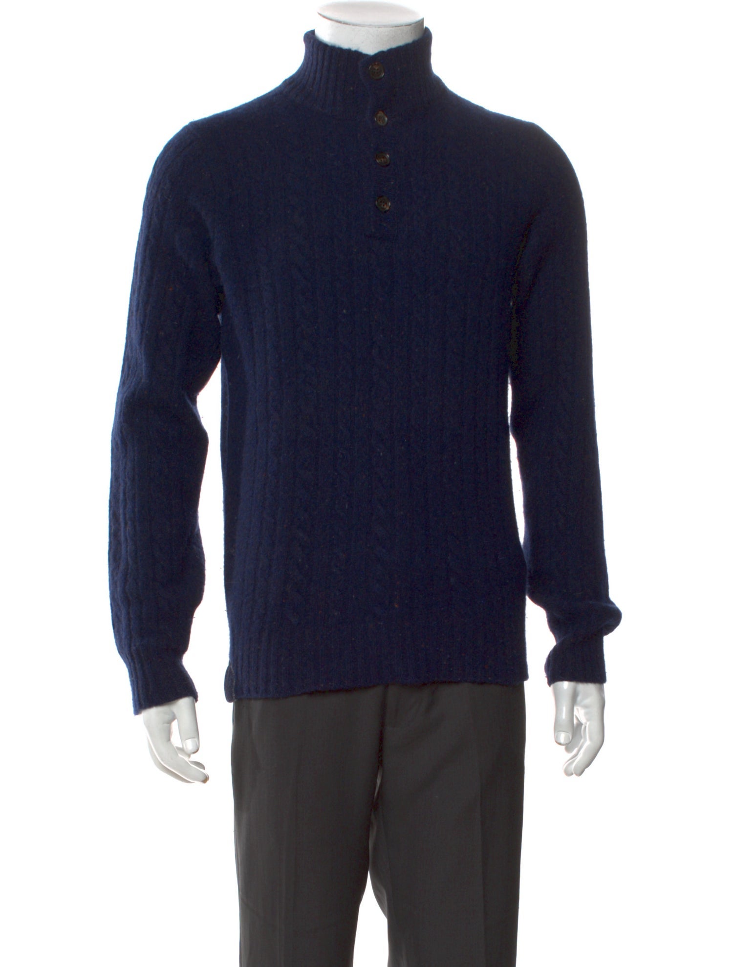 Isaia Wool Turtleneck Polo Sweater
