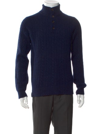 Isaia Wool Turtleneck Polo Sweater
