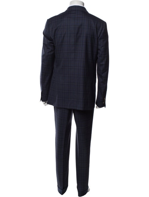 Isaia Wool Plaid Print Two-Piece Suit