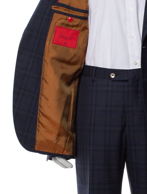 Isaia Wool Plaid Print Two-Piece Suit