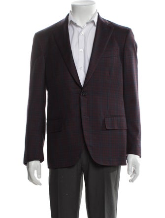 Isaia Wool Plaid Print Blazer