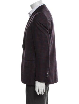 Isaia Wool Plaid Print Blazer