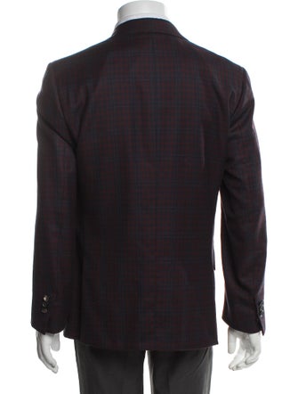 Isaia Wool Plaid Print Blazer