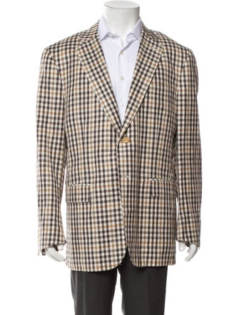 Isaia Wool Plaid Print Blazer