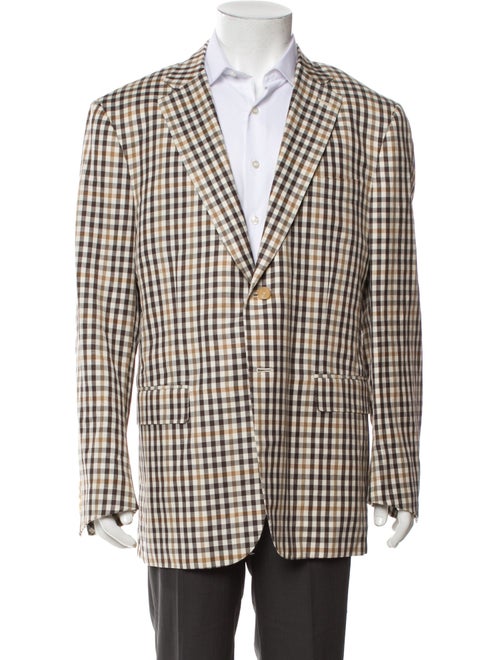Isaia Wool Plaid Print Blazer
