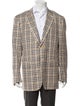 Isaia Wool Plaid Print Blazer