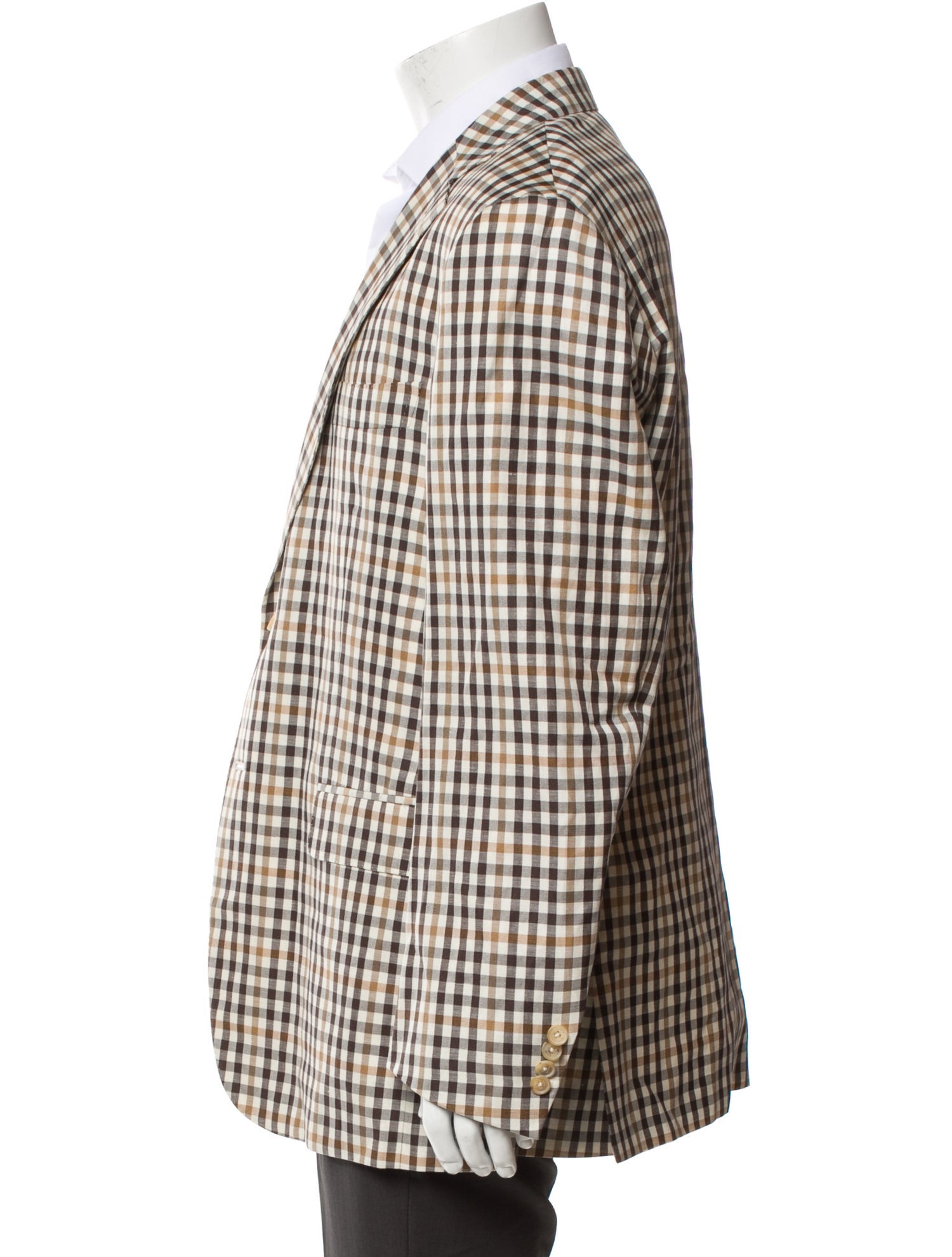 Isaia Wool Plaid Print Blazer