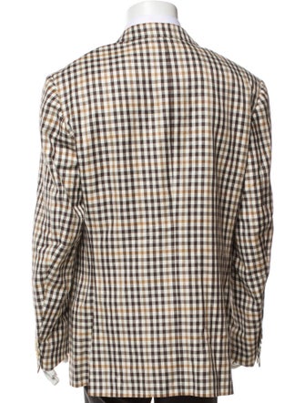 Isaia Wool Plaid Print Blazer