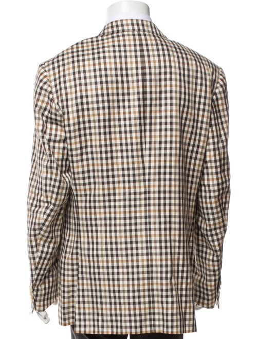 Isaia Wool Plaid Print Blazer