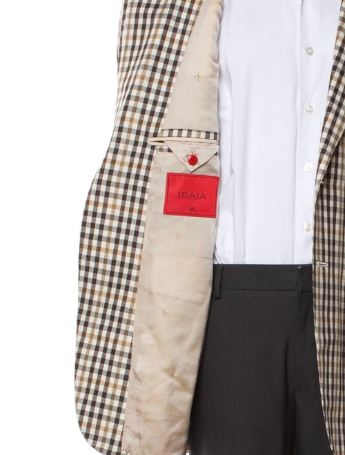 Isaia Wool Plaid Print Blazer