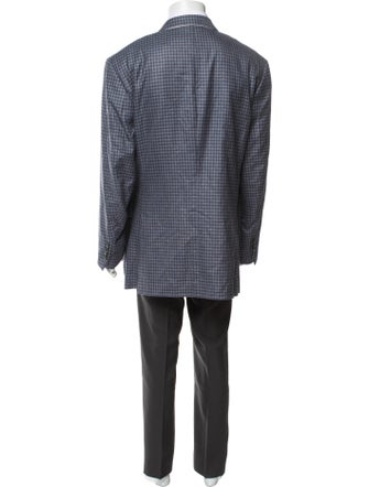 Isaia Silk Plaid Print Blazer
