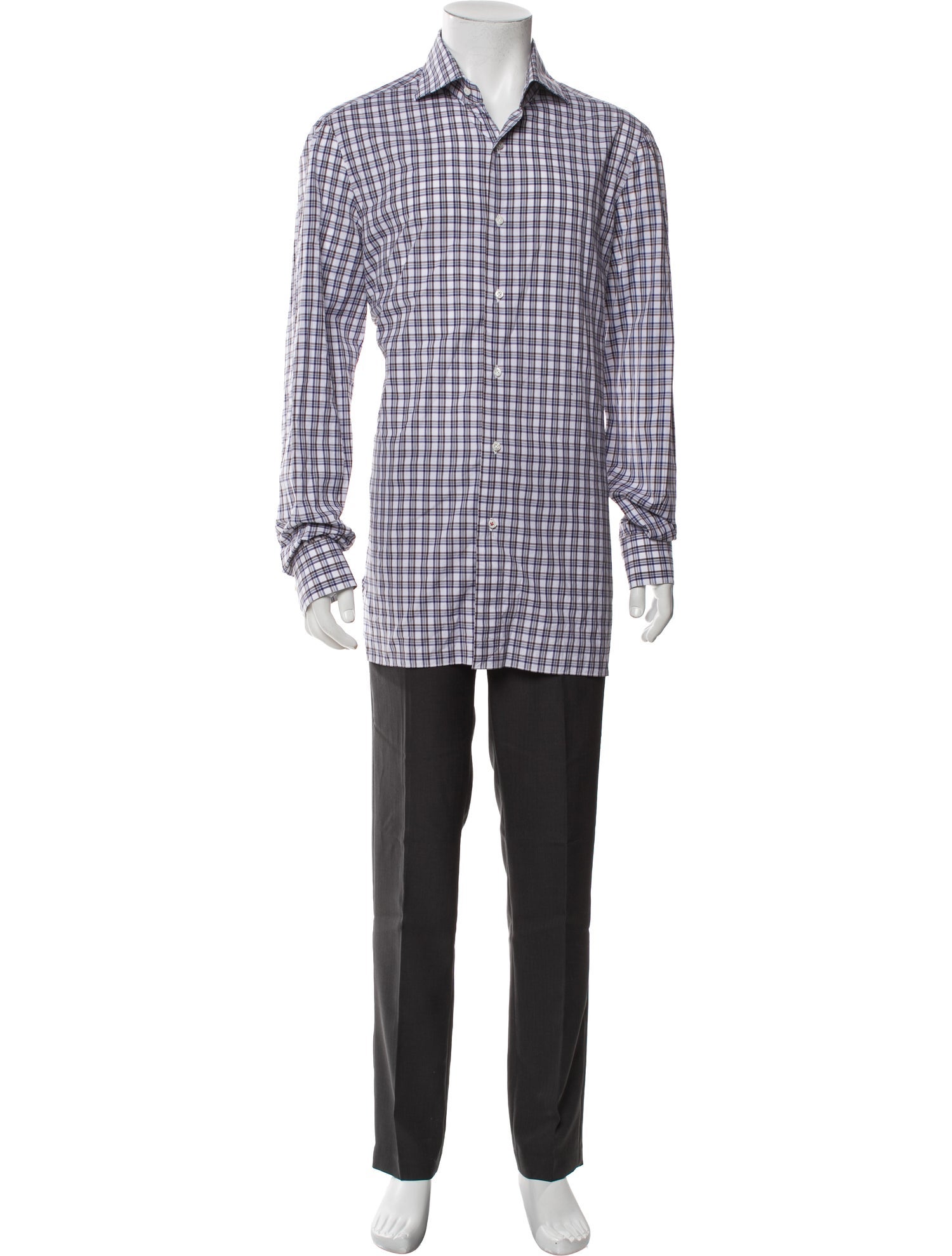 Isaia Plaid Print Long Sleeve Shirt