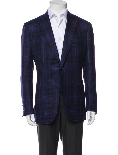 Isaia Wool Plaid Print Blazer