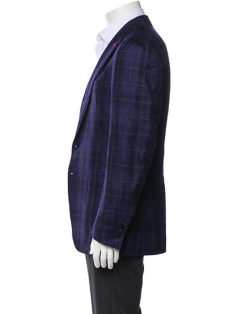 Isaia Wool Plaid Print Blazer
