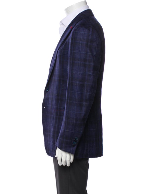 Isaia Wool Plaid Print Blazer
