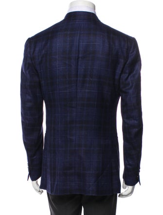 Isaia Wool Plaid Print Blazer