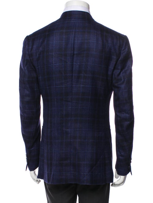 Isaia Wool Plaid Print Blazer