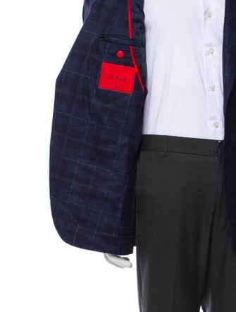Isaia Wool Plaid Print Blazer