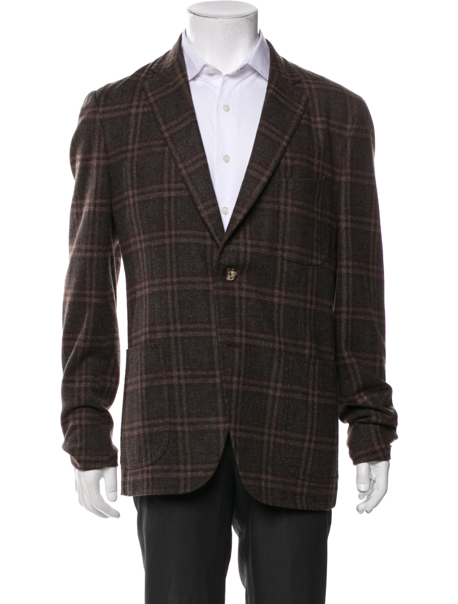 Isaia Wool Plaid Print Blazer