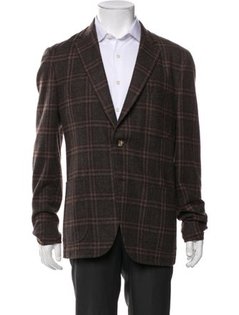 Isaia Wool Plaid Print Blazer