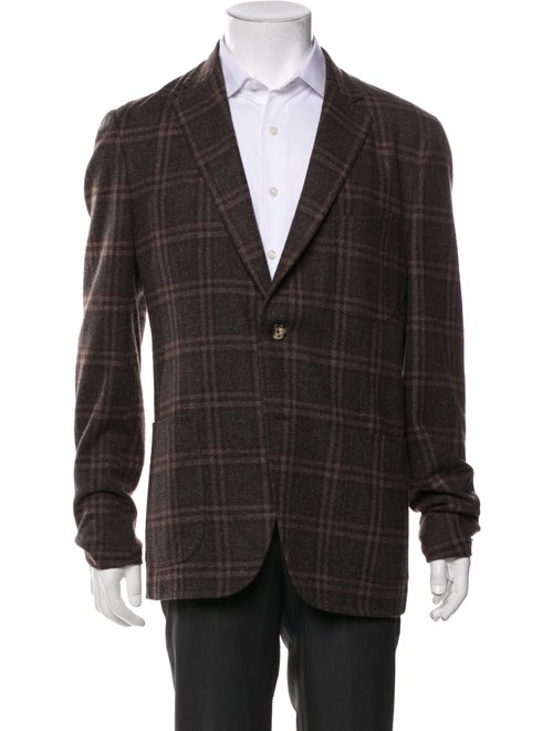 Isaia Wool Plaid Print Blazer