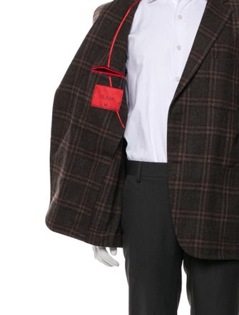 Isaia Wool Plaid Print Blazer