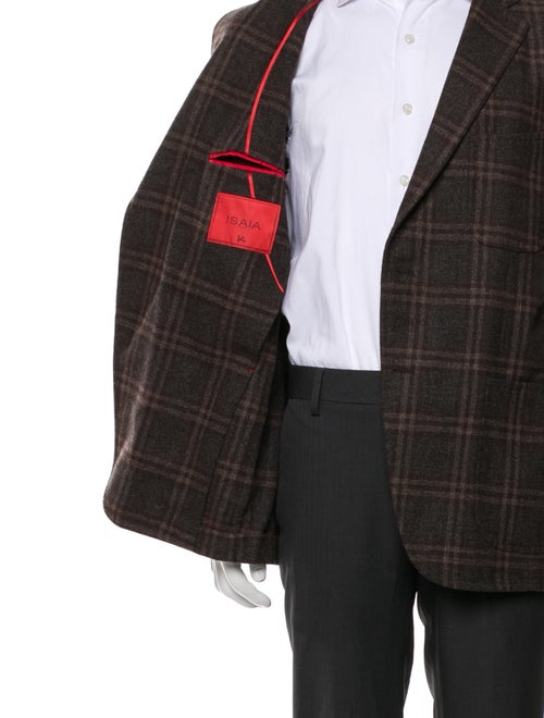 Isaia Wool Plaid Print Blazer