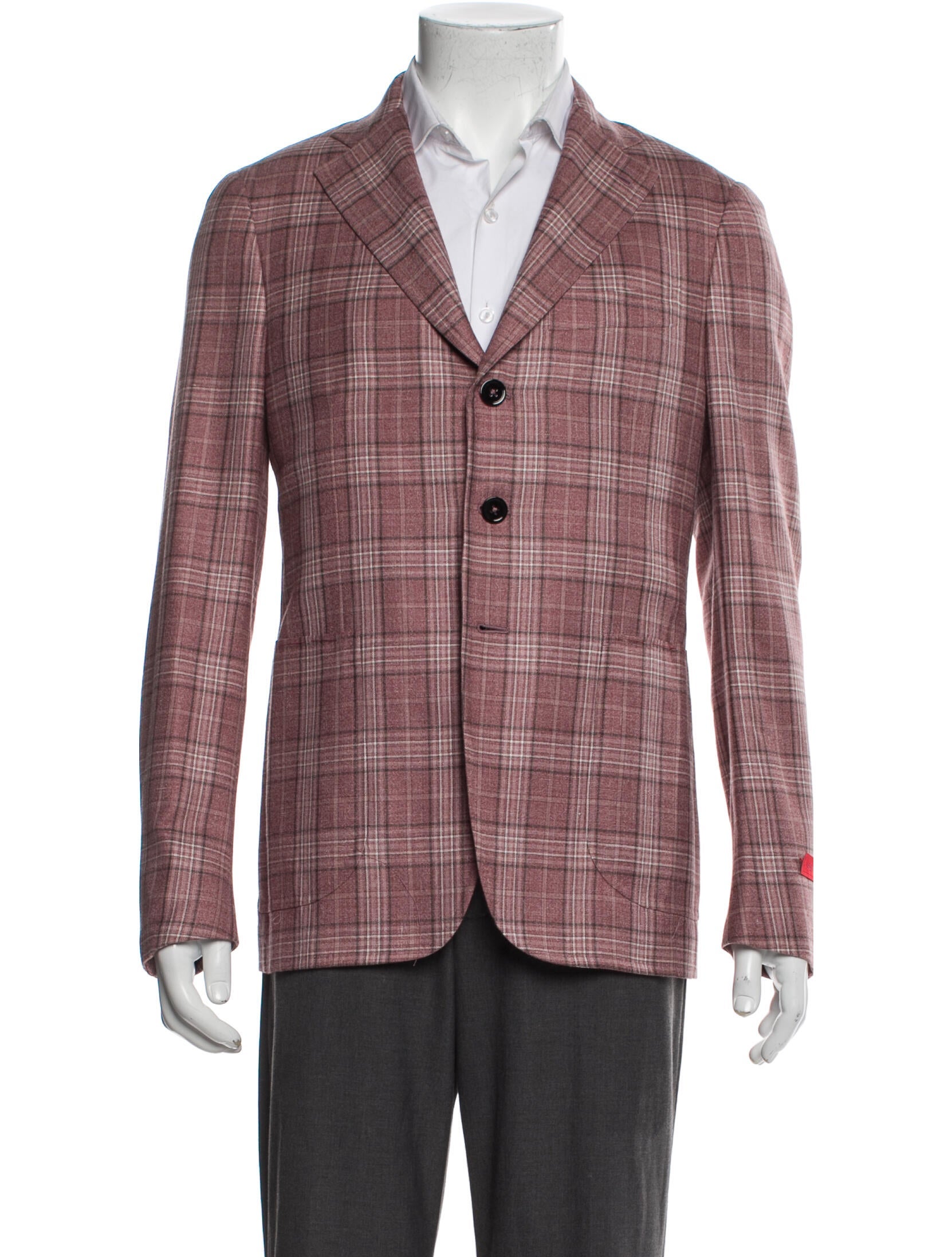 Isaia Wool Plaid Print Blazer w/ Tags