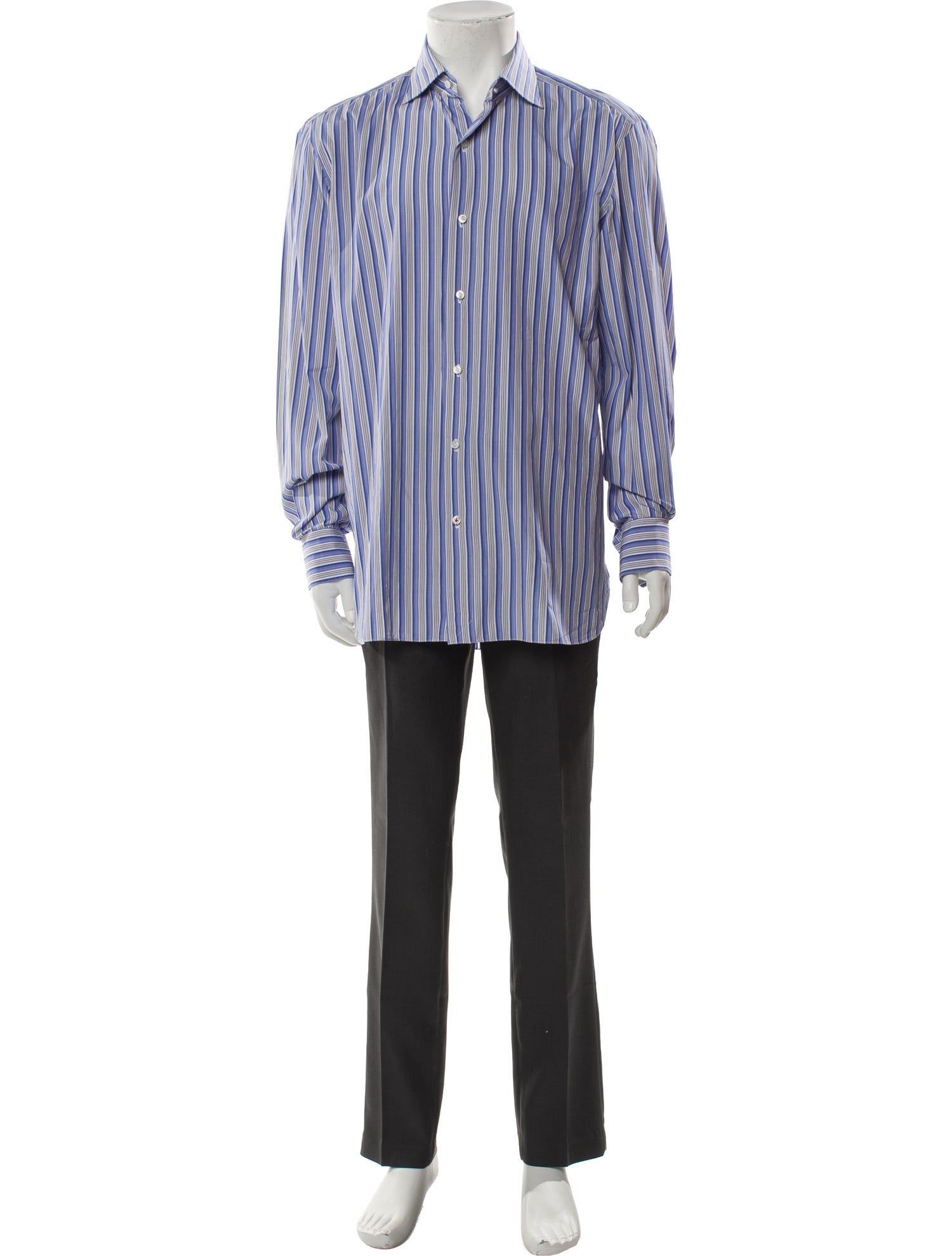 Isaia Striped Long Sleeve Dress Shirt