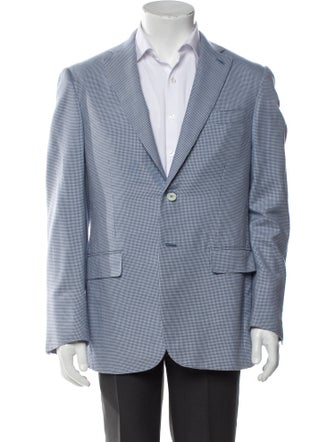 Isaia Plaid Print Peacoat