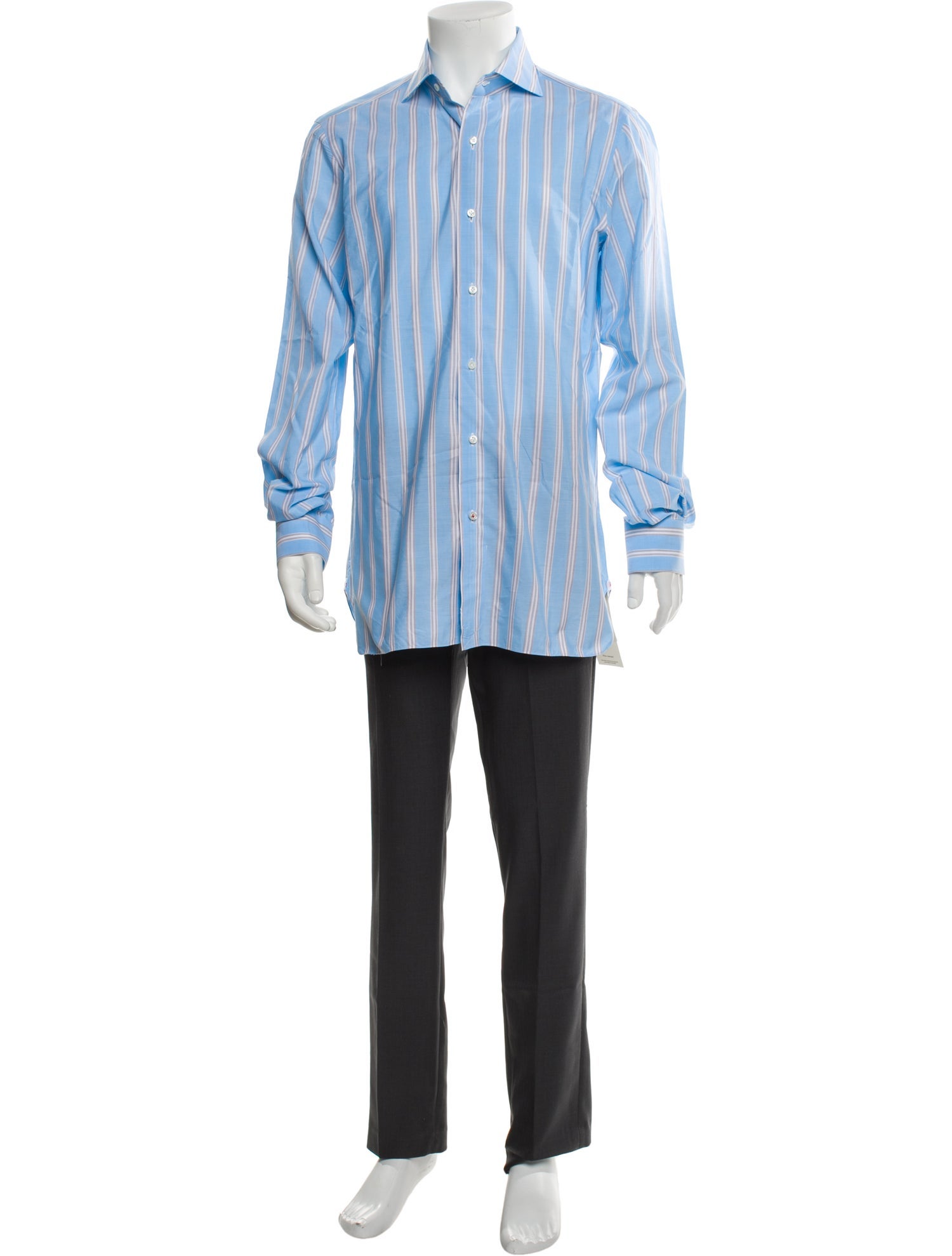 Isaia Striped Long Sleeve Dress Shirt
