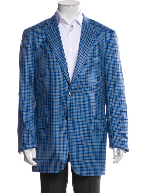 Isaia Cashmere Plaid Print Blazer