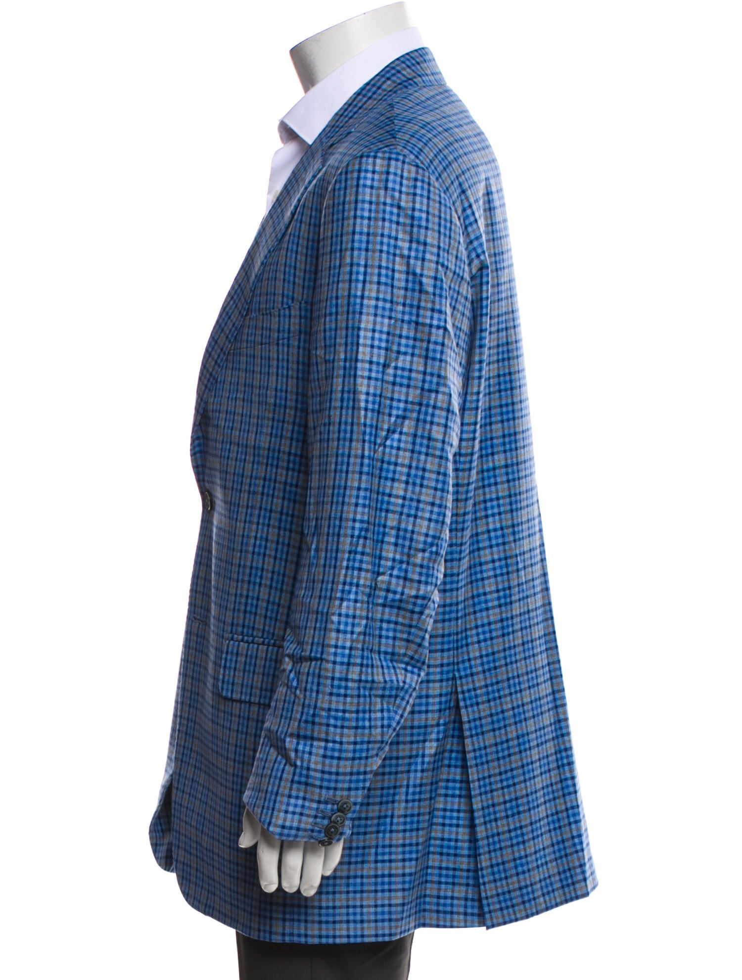Isaia Cashmere Plaid Print Blazer