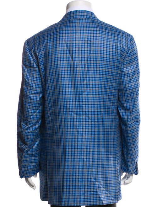 Isaia Cashmere Plaid Print Blazer