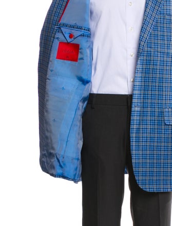 Isaia Cashmere Plaid Print Blazer