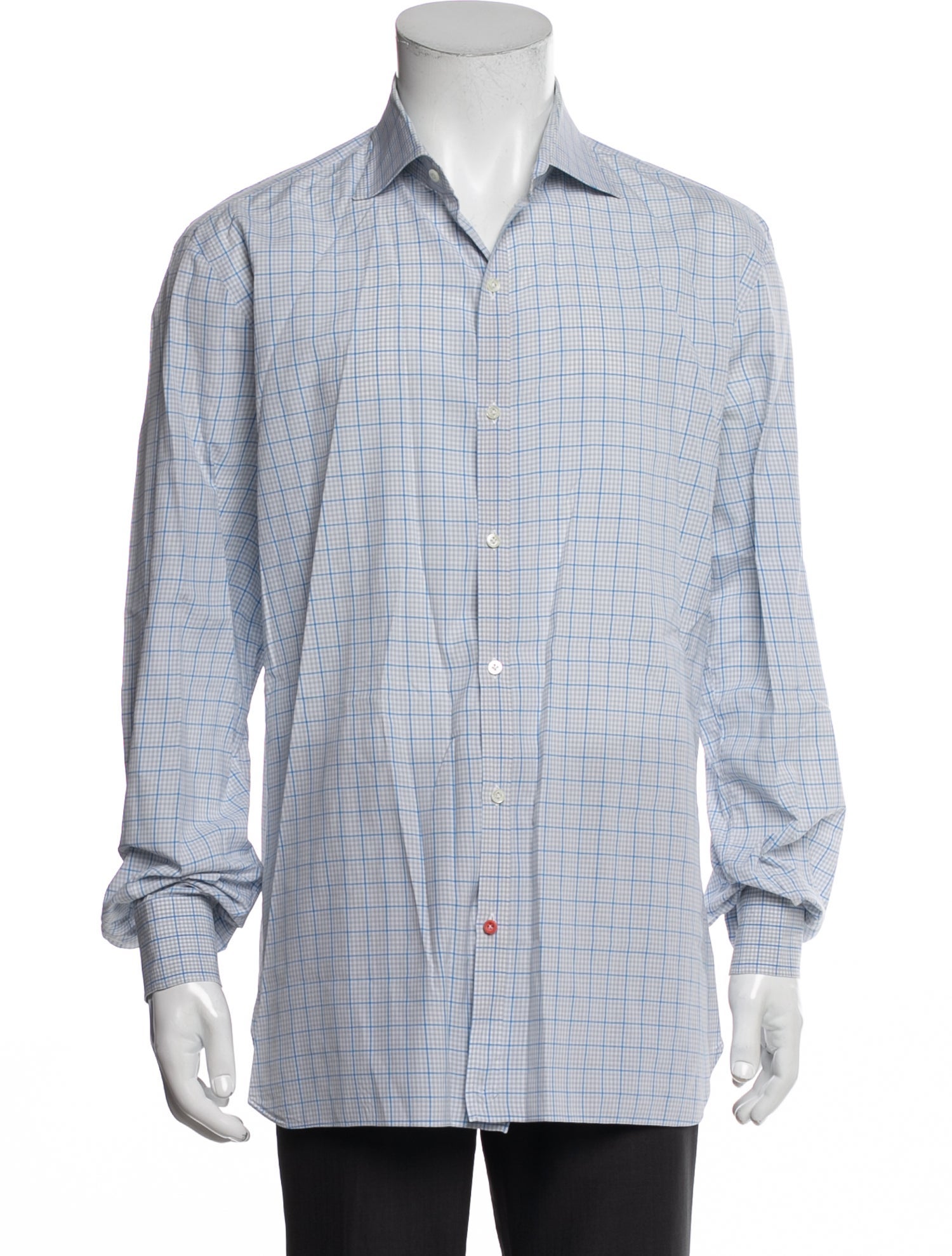 Isaia Plaid Print Long Sleeve Dress Shirt