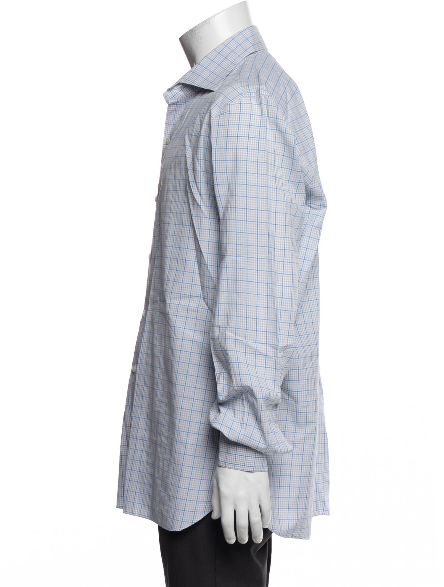 Isaia Plaid Print Long Sleeve Dress Shirt