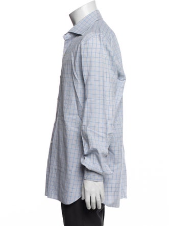 Isaia Plaid Print Long Sleeve Dress Shirt