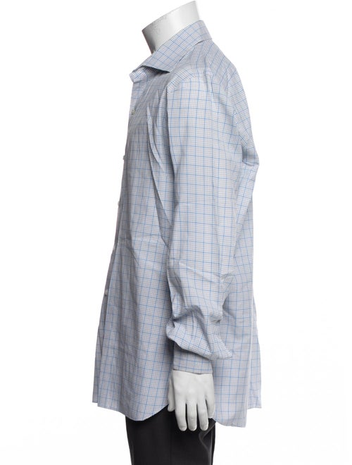 Isaia Plaid Print Long Sleeve Dress Shirt