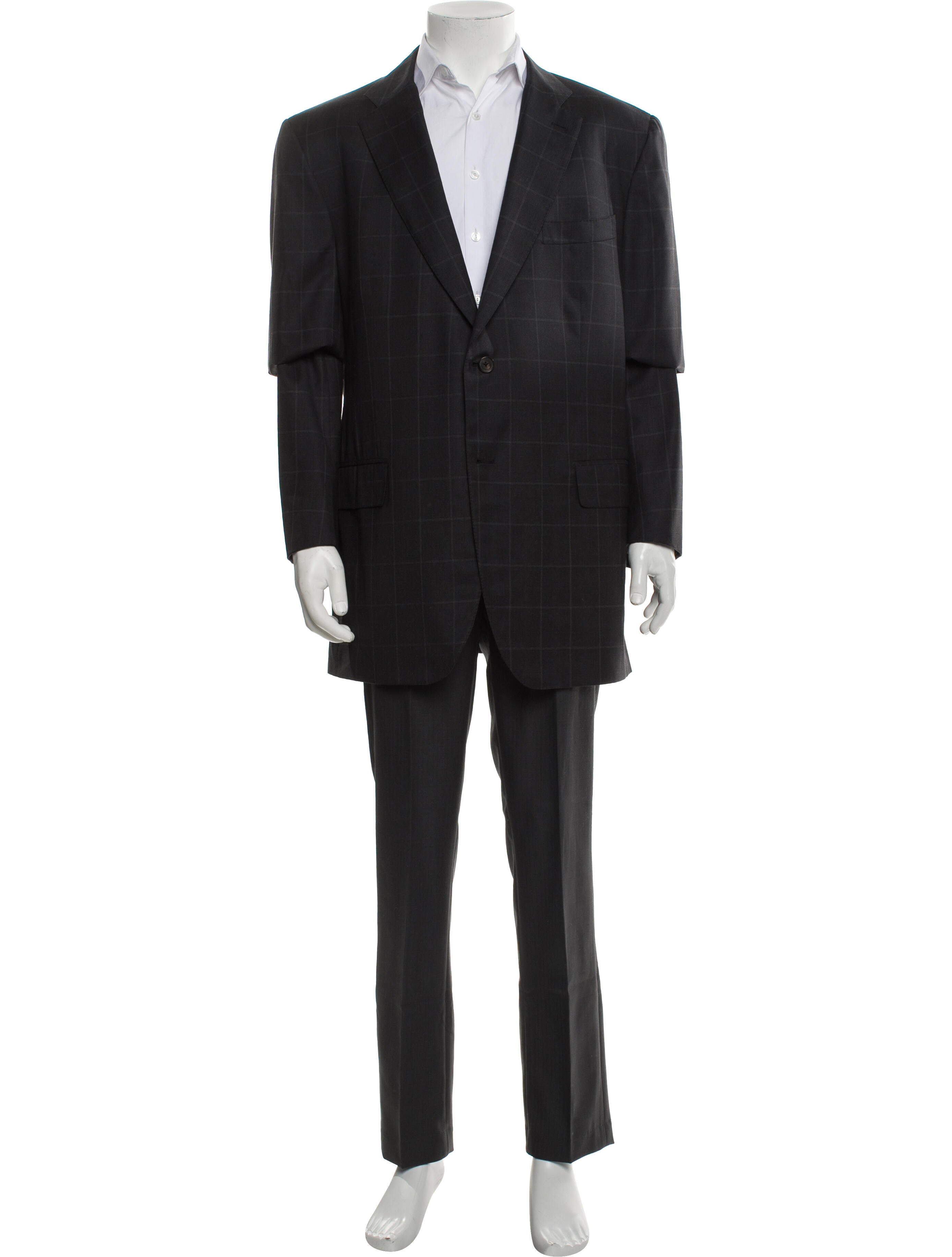 Isaia Wool Plaid Print Two-Piece Blazer