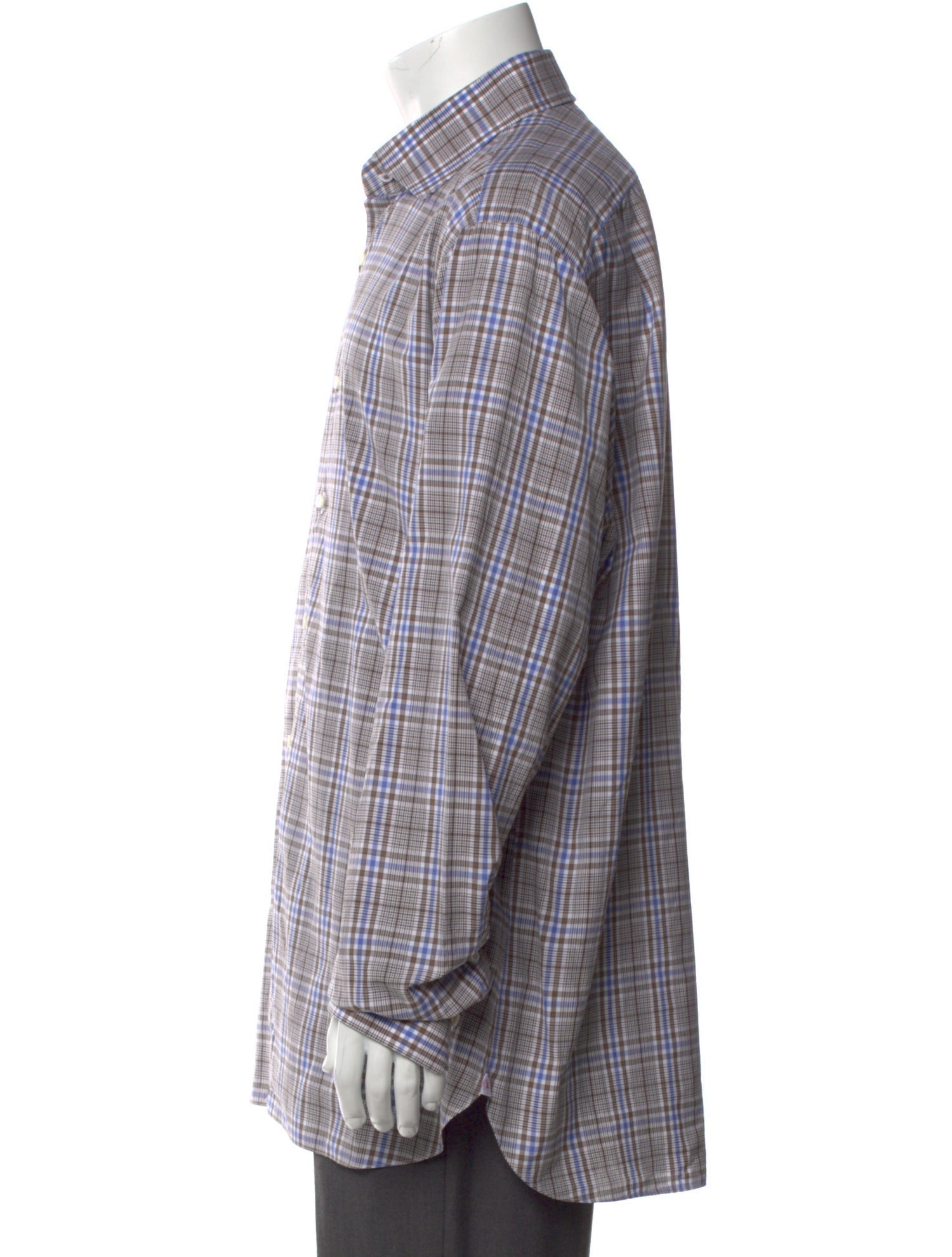 Isaia Plaid Print Long Sleeve Dress Shirt