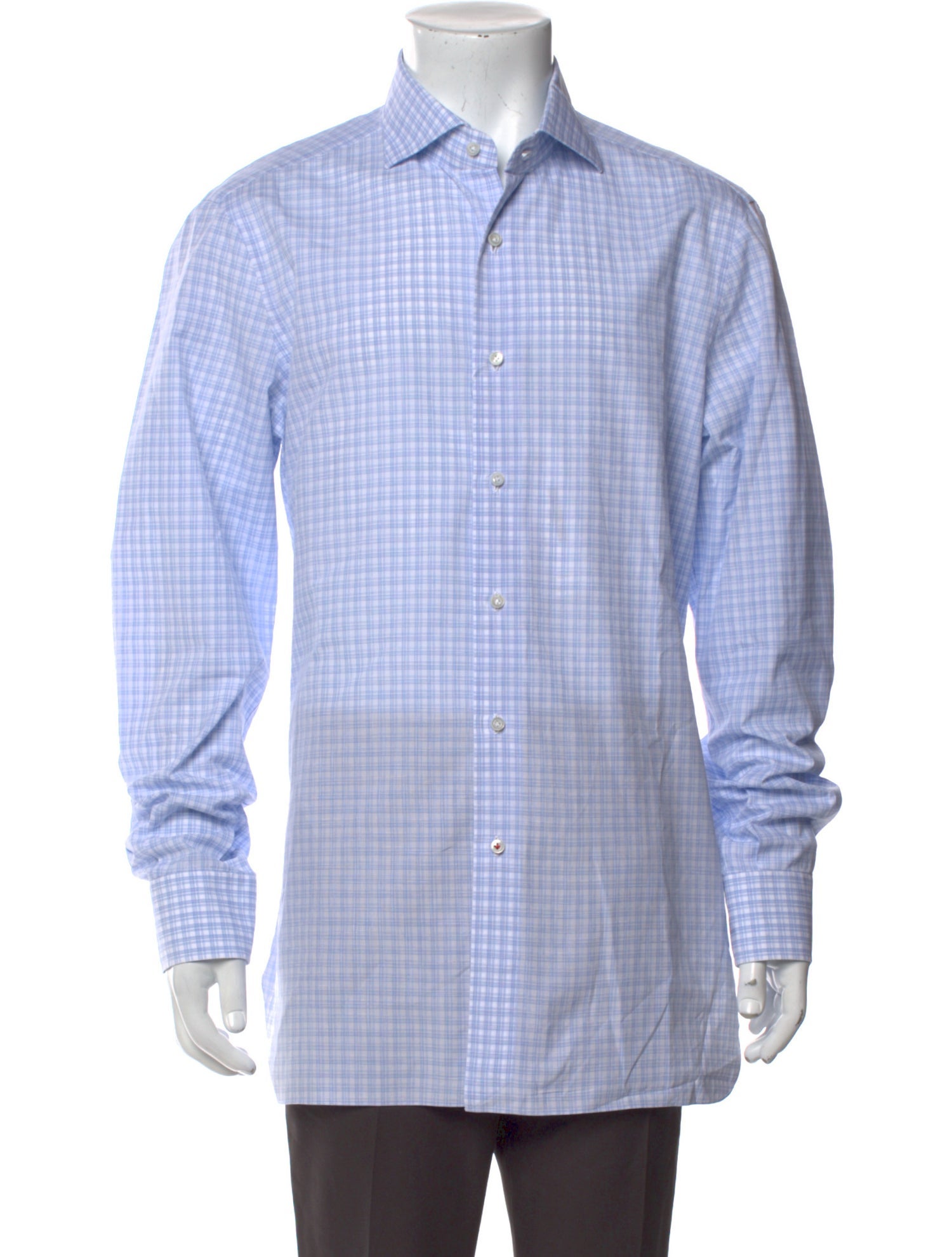 Isaia Plaid Print Long Sleeve Dress Shirt