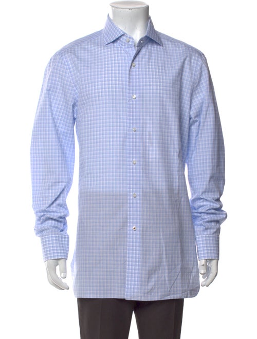 Isaia Plaid Print Long Sleeve Dress Shirt